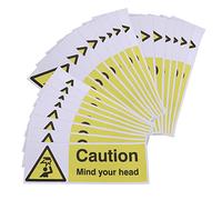 VGOL 20pcs precaución mente tu cabeza signo autoadhesivas 30x10cm PVC impermeable etiqueta de señal de seguridad apto para escaleras mecánicas escaleras interiores y exteriores