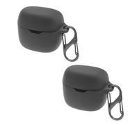 VGOL 2pcs Fundas para Auriculares Compatible con JBL Tune Flex 50 X 61,3 X 29 Mm Funda de Silicona para Auriculares con Gancho para Llavero Puerto de Carga Gancho Accesible Color Negro