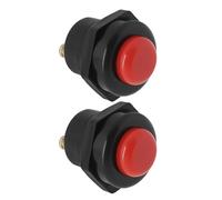 VGOL 2X Interruptores de Botón Pulsador para Automóvil 12 V 25 A Interruptor de Bocina Botón de Presión Momentáneo Pieza de Repuesto Orificio de Montaje de 22 Mm Interruptor de Arranque Rojo