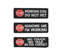 VGOL 3 Piezas Bordadas Insignia Emblema Parche Servicio Etiquetas para Perros Stop No Touch Talk Eye Contact Do Not Pet Ignore Me I'm Working Patch para Perros de Servicio Arnés Chaleco Ropa