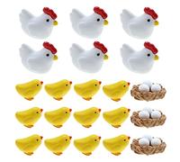 VGOL 30Pcs Mini Figuras de Animales Gallina Figura en Miniatura Conjunto Miniatura Adornos de Jardín Lindo Animal Gallina Pollo Mini Ornamento Kit PVC