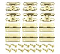 VGOL 36 Piezas Pestillos de Caja Y Bisagras con Tornillos Bisagras Pequeñas Antiguas Bisagras de Puerta Vintage Accesorios para Caja de Madera Joyero Gabinete Dorado