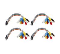 VGOL 4 conectores de cable D-upont con clip de cocodrilo de 10 pines macho a clip de cocodrilo, longitud de cable de 17,5 cm para experimentos electrónicos