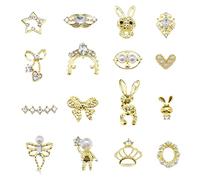 VGOL 48 dijes de uñas 3D brillantes adornos de uñas de diamantes de imitación de lujo decoración de uñas de metal joyería de uñas para mujeres niñas salón hogar DIY suministros de arte