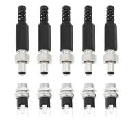 VGOL 5 Juegos Conector Clavija Alimentación CC 5,5 Mm X 2,1 Mm Macho Conector Clavija Alimentación CC con Bloqueo Tornillo Adaptador Montaje Zócalo Panel Hembra para Reproductores
