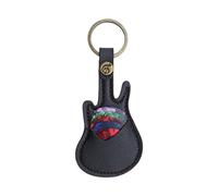 VGOL 5 Púas Llavero de Cuero con Soporte para Púas de Guitarra con de Guitarra Paquete de Púas en Forma de Mini Guitarra Llavero para Amantes de La Guitarra Hombres Y Mujeres Color Negro
