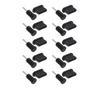 VGOL Juego de 10 tapones antipolvo tipo C y conector de auriculares de goma de 3,5 mm, USB C, color negro, para todos los dispositivos Android tipo C