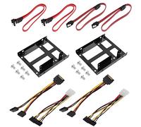 VGOL Juego de 2 Unidades Soporte SSD Kit Montaje Disco Duro Interno Cables Datos SATA3.0 Cables Extensión de Alimentación SATA Accesorios Eléctricos de Metal
