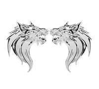 VGOL Un par de Pegatinas de Metal 3D Cabeza de Lobo Pegatinas de Cabeza de Lobo Emblema Insignia Reflectante Motocicleta Auto decoración Pegatinas Parabrisas decoración Plata Brillante