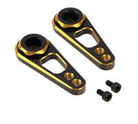Vgoohobby aleación de aluminio RC doble agujero 25T dirección servo brazo cuerno para recat Axial SCX10 90046 Traxxas TRX-4 1/10 RC Crawler escalada coche (dorado)