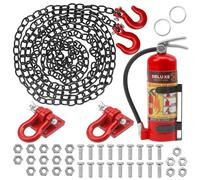Vgoohobby Extintores de incendios de simulación de control remoto, ganchos de remolque de metal, gancho de cabrestante con cadena de remolque, pieza de decoración compatible con Traxxas TRX4 Axial