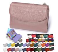 Vgpbphj Cartera unisex de piel auténtica RFID de Pebble, carteras de cuero suave para mujer, cartera plegable pequeña multifunción con tarjetero y monedero, 21, Talla única, Casual