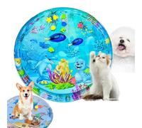 Vgpbphj Cat Water Mat, Summer Thickened Sensory Water Play Mat, Dog Cat Game & Cool Cooling Pad with a Pump, Scratch-Resistant, Summer Inflatable, Interactive Toy for Cats & Dogs (100 x 100 cm, D)