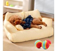 Vgpbphj Ice Silk Cooling Pet Bed Breathable Washable Dog Sofa Bed, Ice Silk Cooling Pet Couch, Cooling Dog Bed, Breathable Washable Pet Bed for Small, Medium, Large Dogs and Cats (Yellow,XL)
