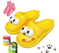 Vgpbphj Pantuflas de besos para parejas, divertidas sandalias 3D de ojo grande con lengua de perro, bonitos zapatos antideslizantes para mujeres y hombres, Pantuflas Kissing amarillas, 39/39.5 EU