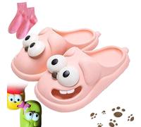 Vgpbphj Pantuflas de besos para parejas, divertidas sandalias 3D de ojo grande con lengua de perro, bonitos zapatos antideslizantes para mujeres y hombres, Pantuflas Kissing Rosa, 42/42.5 EU