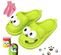 Vgpbphj Pantuflas de besos para parejas, divertidas sandalias 3D de ojo grande con lengua de perro, bonitos zapatos antideslizantes para mujeres y hombres, Kissing Slippers Verde, 40.5/41 EU