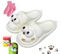 Vgpbphj Pantuflas de besos para parejas, divertidas sandalias 3D de ojo grande con lengua de perro, bonitos zapatos antideslizantes para mujeres y hombres, Zapatillas Kissing Blancas, 40.5/41 EU