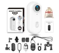 Vgpbphj Stallionframes 4K Mini Handsfree Bodycam, Gosnap - Pulgar, Aktion Kamera 4k+, cámara de vlogging Tragbare Kleine KöRperkamera Mit 360° Drehbarem Clip Und Magnetclip, para exteriores (blanco)