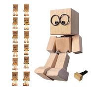 Vgpbphj Wackelnde Holzfigur, 8 x 4 cm, muñeca de madera hecha a mano, Wackelnder Holzmann Mit 12 Magnetischen AusdrüCken, divertidas decoraciones de tablero de coche Bobblehead (B)