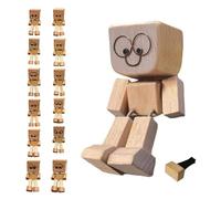 Vgpbphj Wackelnde Holzfigur, 8 x 4 cm, muñeca de madera hecha a mano, Wackelnder Holzmann Mit 12 Magnetischen AusdrüCken, divertidas decoraciones de tablero de coche Bobblehead (madera)