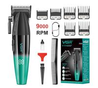 VGR 003 Cortapelos Profesional, Máquina de Cortar Pelo Hombre, Verde | Cuerpo Metálico y Motor Potente de 9000 RPM, Clipper Barbería Inalámbrico con Cuchillas Cerámicas, Pantalla LED, Carga USB