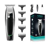 VGR Cortapelos para Hombres, cortapelos inalámbricos de bajo Ruido, Cabeza de Aceite, Afeitado eléctrico Profesional USB Recargable para Grabado, Calvo, Barba, recortador de ángulo de Cabello,Negro