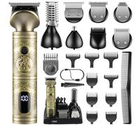 VGR Kit de recortadora de barba para hombre, recargable, profesional, 7 en 1, cortadora de pelo inalámbrica, kit de aseo de barba de 21 piezas con cortadora de pelo, afeitadora de papel de aluminio