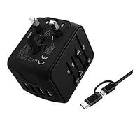 VGUARD Adaptador Enchufe de Viaje Universal Cargador Internacional con 4 Puertos USB (MAX 3.4A) y Seguridad de Fusibles para US EU UK AU Japon Asia África Más de 150 Países (Negro)