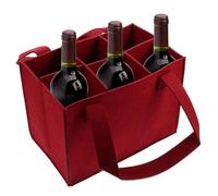Vgvgaj 2 bolsas de fieltro con 6 compartimentos para 12 botellas de vino, bolsa de fieltro para botellas de vino, bolsa de fieltro para viajes, picnic, barbacoa, fiesta, GIF-ts, 25 x 18 x 16 cm, rojo
