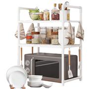 Vgvgaj Estante para Microondas - Repisa para Microondas con Ganchos | Organizador Ampliado De 2 Niveles para Máquina De Pan, Especias, Baño, Dormitorio Y Exteriores