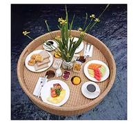 VGVSBG Bandeja Flotante de Lujo para Servir, Mesa con Bandeja para Piscina, Mesa y Barra Flotante Negra para Servir, Bandeja Flotante de ratán de 60 x 15 cm para serv