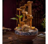 VGVSBG Decoración De Fuente De Agua De Bambú De Cerámica,Adornos Creativos De Decoración para El Hogar,Artesanías De Escultura De Jardín Interior Al Aire Libre C 32x42