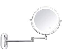 VGVSBG Espejo de Maquillaje montado en la Pared Espejo de Maquillaje Iluminado de 8 Pulgadas LED montado en la Pared Espejo de tocador Cromado con Aumento de Doble Car