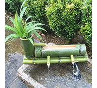 VGVSBG Fuente de bambú Decoración Caño de Agua con Bomba, Jardín Esculturas de Fuente Hechas a Mano Estatuas Artes Artesanía Cascada Que Fluye Característica de jardín al Aire Libre