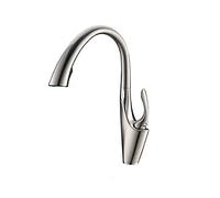 VGVSBG Grifo de Cocina con rociador extraíble, grifos de Fregadero de Agua fría y Caliente con rotación de 360°, Grifo Mezclador Giratorio de Arco Alto de Doble Salida, Material de latón (Cepillado)