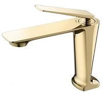 VGVSBG Grifos de baño Grifos de Lavabo para baño Grifo de Lavabo de baño de latón Grifo Monomando para Tanque de Agua fría y Caliente Grifo de Cascada con grúa para Lavabo Dorado B
