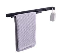 VGVSBG Toallero Toallero Negro Toallero Montaje en Pared Colgador de Toallas Sin Perforación Adhesivo con Gancho Latón para Baño Inodoro, 415X70X30Mm Accesorios de Baño