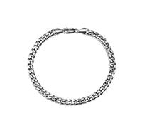 VGWON Pulsera Cubana de Acero Inoxidable 316L para Hombres y Mujeres con Cierre, Pulsera Cubana de Plata Maciza con Corte de Diamante de 5 mm, Regalos de Joyería para Hombres y Mujeres