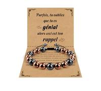 VGWON - Pulsera de piedra natural para hombre, hematita, ojo de tigre, Obsidiana, regalo para papá guapo, padre, futuro, papá, abuelo, hijo y hermano marido, novio pareja, Promedio, Piedra, No