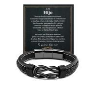 VGWON Pulsera Hilo, Regalos Para El Hijo, Pulsera De Mamá Y Papá Para Hijos, Regalos De CumpleañOs De Navidad Para Hijos, Pulseras Infinity De Cuero Trenzado Para Hombre, Regalo Para Adolescentes