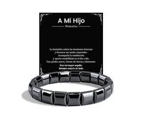 VGWON Pulsera para mi Hijo, Regalo Hombre Hijo, Pulsera Madre e Hijos, Hematita Negra 10mm, Regalos de Cumpleaños Navidad Graduación para Hijos Adolescentes