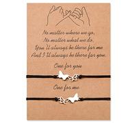 VGWON Pulseras de la amistad, original conjunto de pulseras, una excelente idea regalo para una hermana, para tu mejor amiga, para novio y novia, conjunto de dos pulsera hechas a mano