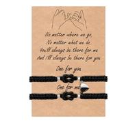VGWON Pulseras para Parejas, Pulsera de la Amistad, Regalo Original Parejas, Regalo para Novio, Novia, Hermana, Amiga, 2 Pulseras a Juego en Negro Hechas a Mano