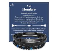 VGWON Regalo Hombres de Cuero Pulsera con Piedras Naturales, Regalo San Valentín Hombre, Regalo para él Marido Novio, Cumpleaños Aniversario de Regalo Bracciale in pelle a Quattro Strati da Uomo 345