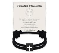 VGWON Regalos Primera Comunión Niño, Regalo Cristiano para Bautizo y Confirmación, Pulsera Cruz para Hijo, Nieto o Ahijado, Pascua Navidad Cumpleaños