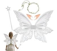 VgxRolq Alas de hadas para adultos, alas de hadas grandes, disfraz de orejas de elfo, guirnaldas, varillas de hadas, alas de princesa brillantes, alas de mariposa para Halloween, carnaval, cosplay