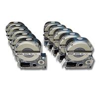 vhbw 10x casete de cinta cartucho 12mm para Epson LabelWorks LW-1000P, LW-600P por LC-4WBN, SS12KW
