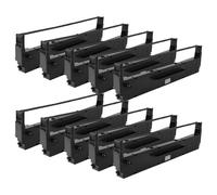 vhbw 10x Cinta de color de escritura reemplaza Epson C13S015021, S015637 para impresora de matriz o de tickets - negro