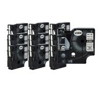 vhbw 10x cinta de escritura compatible con Dymo Rhino 6000, 5200, 4200 impresora etiquetas negro a blanco, casete de tubo termorretráctil, 6 mm